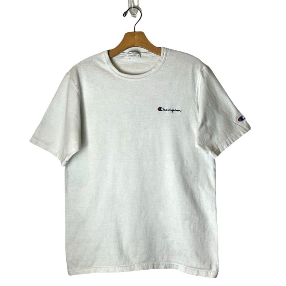 Champion White Crew Neck Embroidered Logo Short Sleeve T Shirt‎ Size M - Picture 1 of 9
